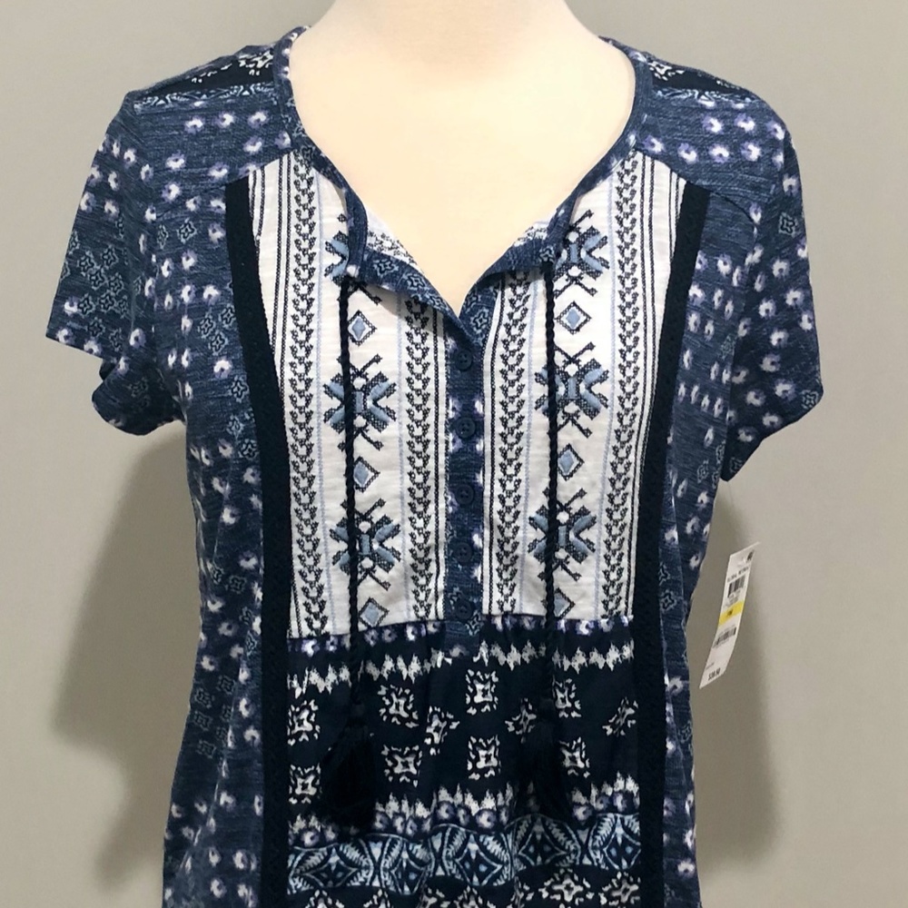 Style and Co Embellished Tassel-Tie Top